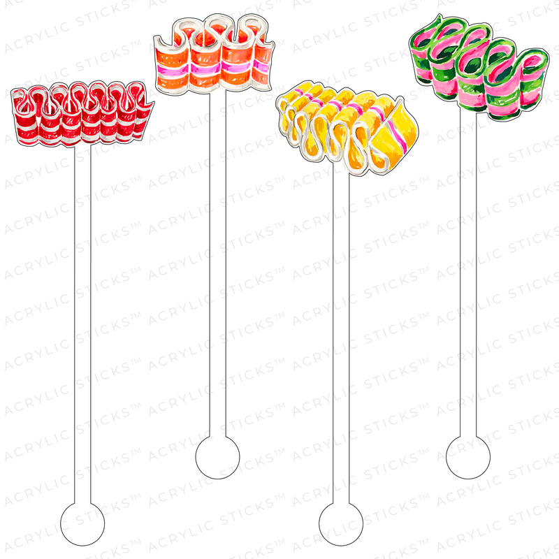 CHRISTMAS RIBBON CANDY ACRYLIC STIR STICKS COMBO