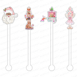 PRETTY PINK CHRISTMAS ACRYLIC STIR STICKS COMBO: 2 STYLE OPTIONS