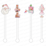 PRETTY PINK CHRISTMAS ACRYLIC STIR STICKS COMBO: 2 STYLE OPTIONS