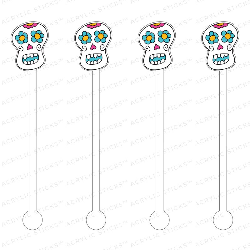 WHIMSY SUGAR SKULL MINIKIN ACRYLIC STIR STICKS