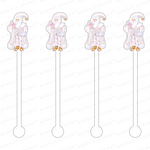 PRETTY PASTEL PINK SANTA ACRYLIC STIR STICKS (2 STYLES)