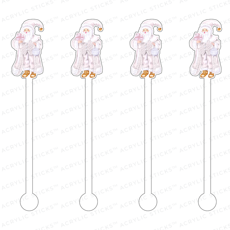 PRETTY PASTEL PINK SANTA ACRYLIC STIR STICKS (2 STYLES)