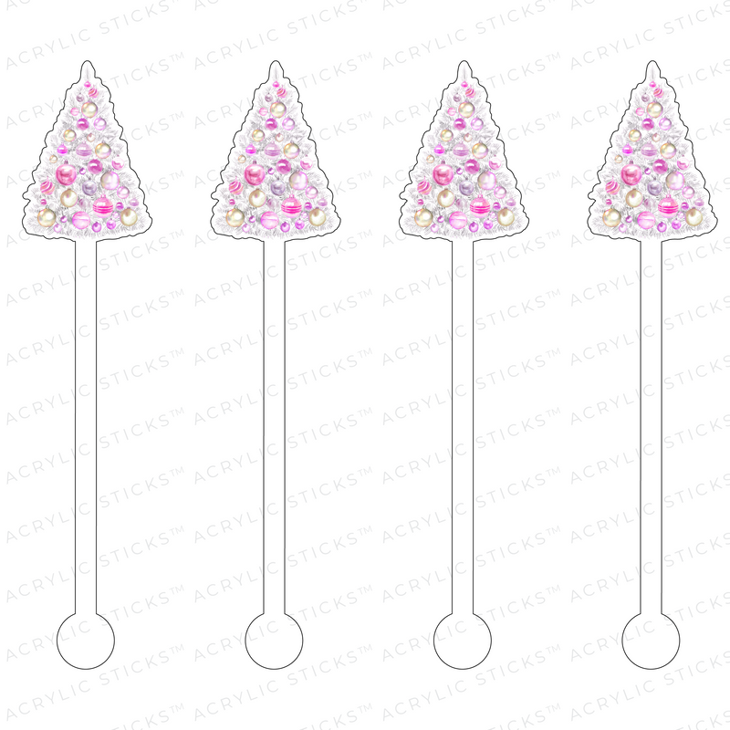 PRETTY PASTEL CHRISTMAS TREE ACRYLIC STIR STICKS