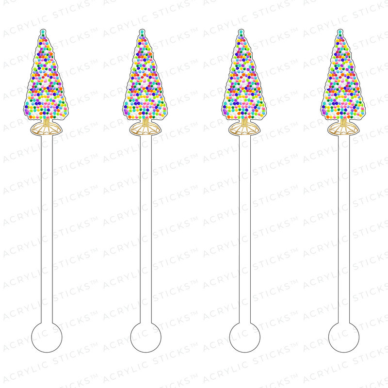 COLORFUL POM POM CHRISTMAS TREE ACRYLIC STIR STICKS