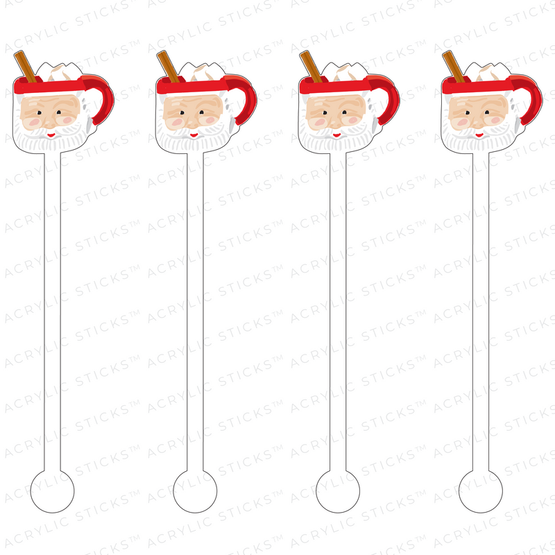 SANTA & CINNAMON STICK MUG ACRYLIC STIR STICKS