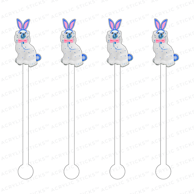 AS X TAYLOR BEACH DESIGN EASTER BUNNY STAFFORDSHIRE PUP ACRYLIC STIR STICKS