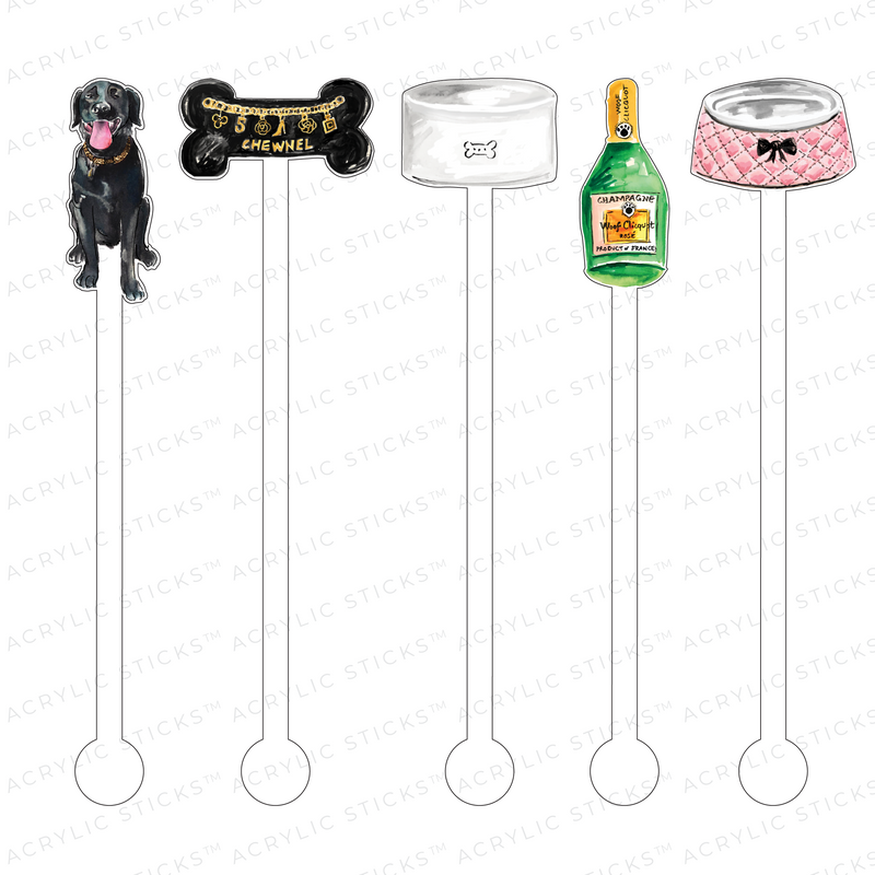 MY BLACK LAB SURVIVAL KIT ACRYLIC STIR STICKS COMBO