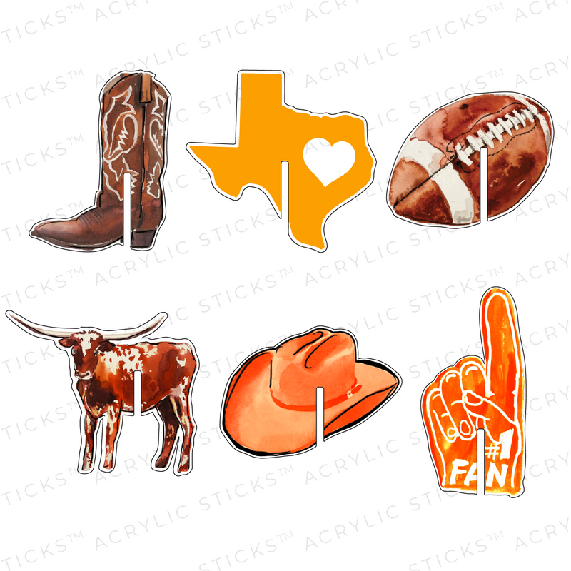 TEXAS FOOTBALL ACRYLIC DRINK CLIP COMBO