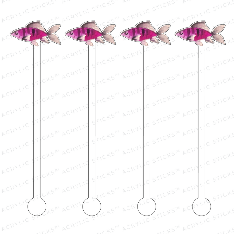 PINK SQUAREBACK FISH ACRYLIC STIR STICKS