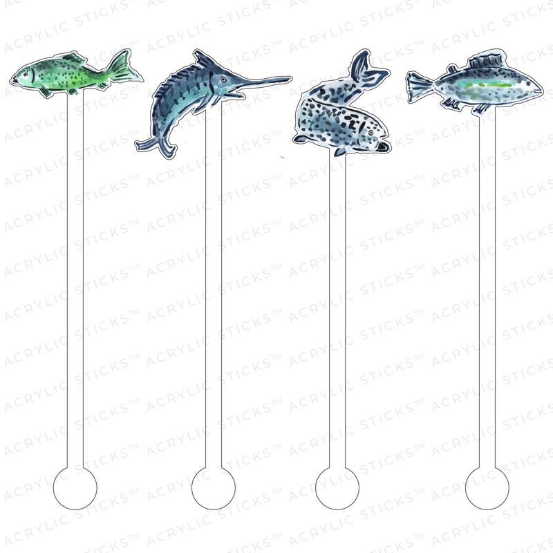 AS X EVELYN HENSON FIND ME FISHIN' ACRYLIC STIR STICKS COMBO