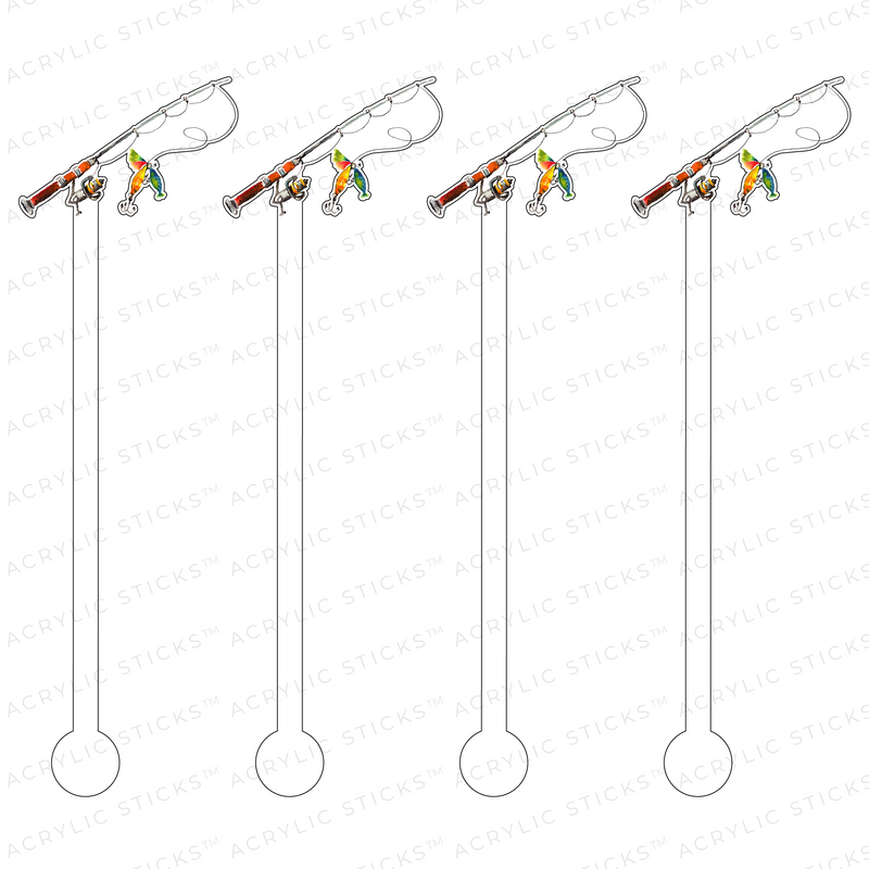 FISHING POLE & LURE ACRYLIC STIR STICKS