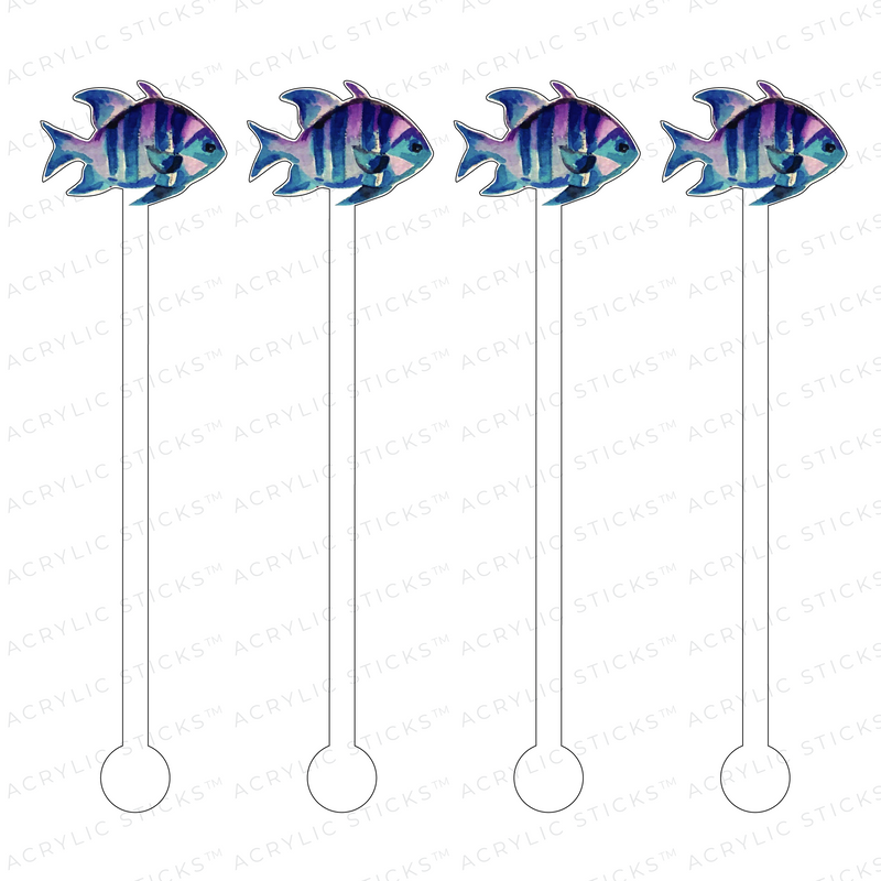 BLUE SURGEON OCEAN FISH ACRYLIC STIR STICKS