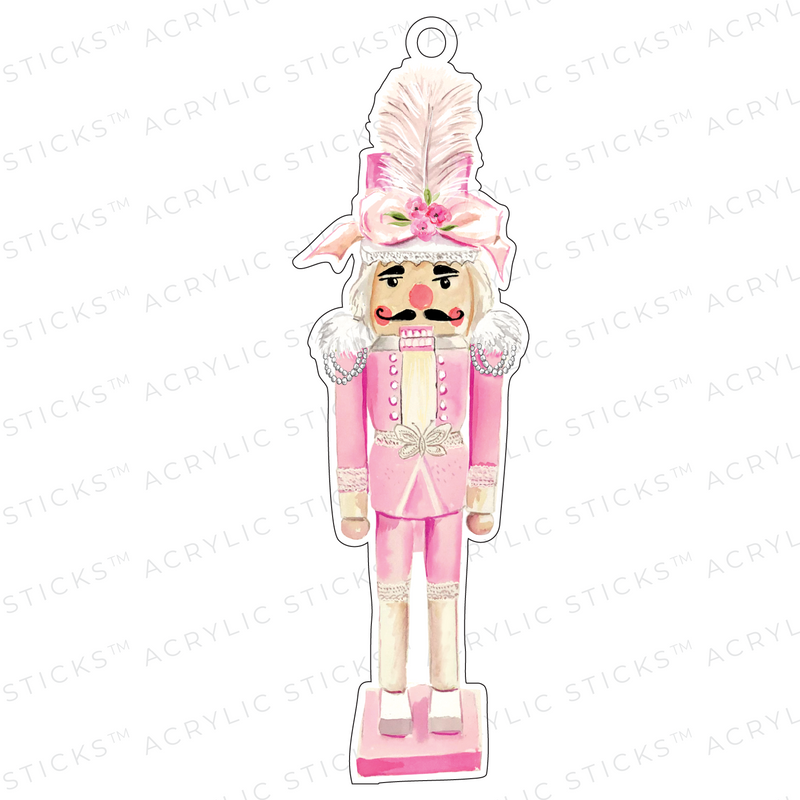 HAUTE PINK HOLIDAY NUTCRACKER ACRYLIC ORNAMENT