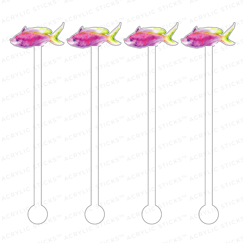 PINK FISH ACRYLIC STIR STICKS