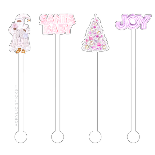 PASTEL CHRISTMAS ACRYLIC STIR STICKS COMBO (2 STYLES)