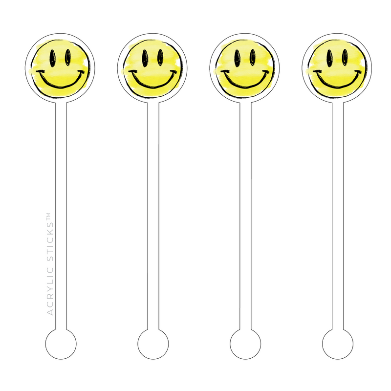 SMILEY FACE ACRYLIC STIR STICKS