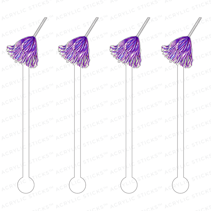 PURPLE POM POM ACRYLIC STIR STICKS