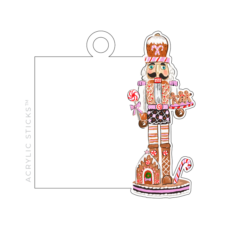 GINGERBREAD NUTCRACKER WRITABLE ACRYLIC GIFT TAG