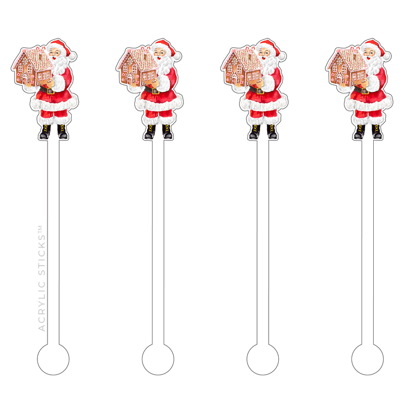 SANTA'S GINGERBREAD HOUSE ACRYLIC STIR STICKS