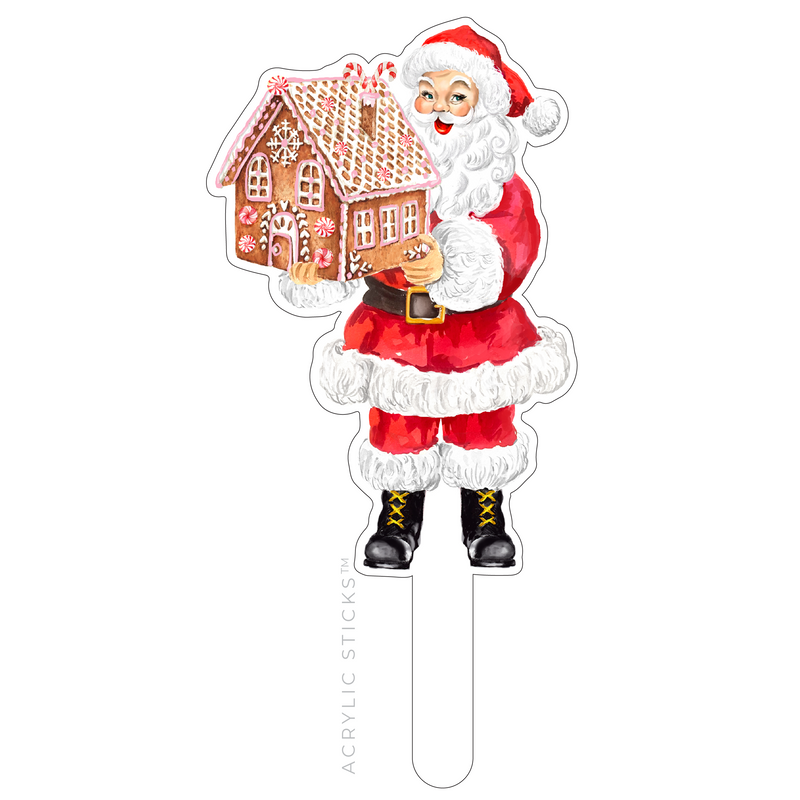 SANTA'S GINGERBREAD HOUSE ACRYLIC CAKE TOPPER