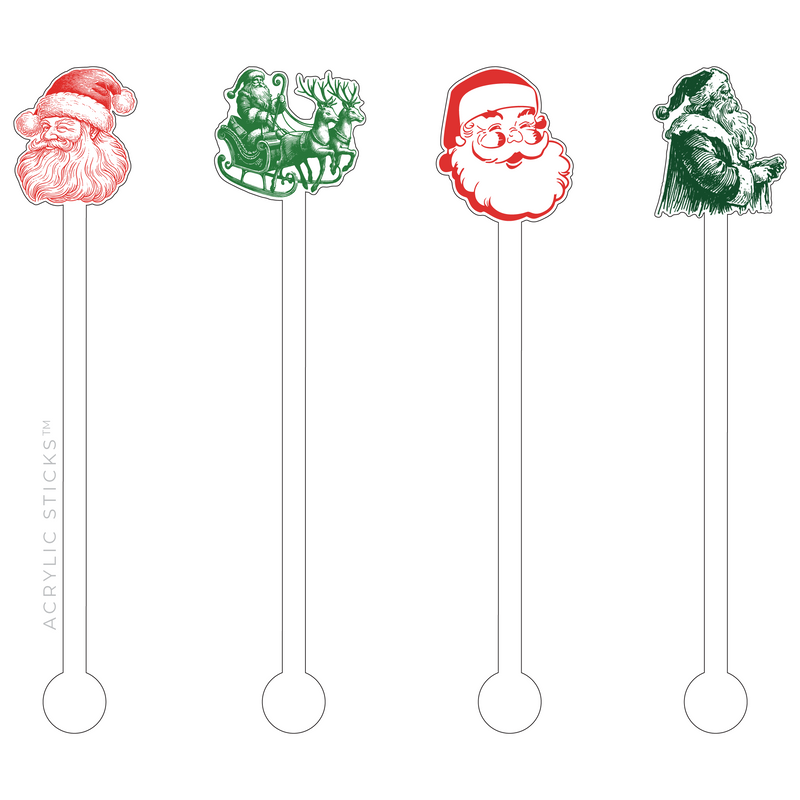 VINTAGE SANTA ACRYLIC STIR STICKS COMBO