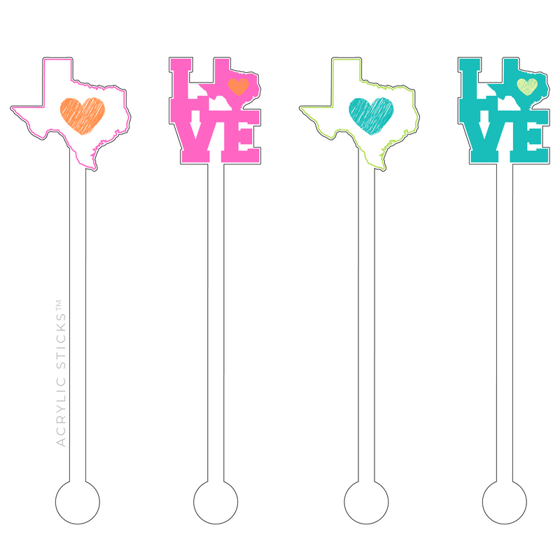 LOVE TEXAS ACRYLIC STIR STICKS COMBO