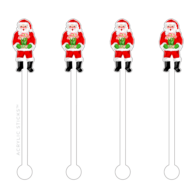 AS X TAYLOR BEACH DESIGN POINSETTIA PRESENTS SANTA ACRYLIC STIR STICKS