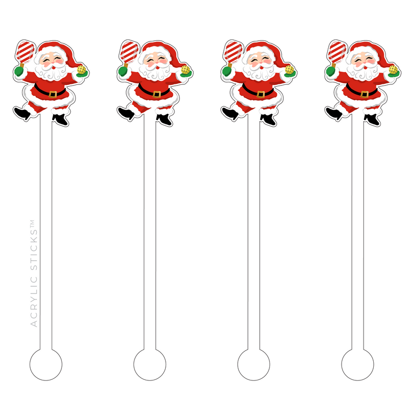 AS X TAYLOR BEACH DESIGN EAT, DRINK & BE MERRY PICKLEBALL SANTA ACRYLIC STIR STICKS