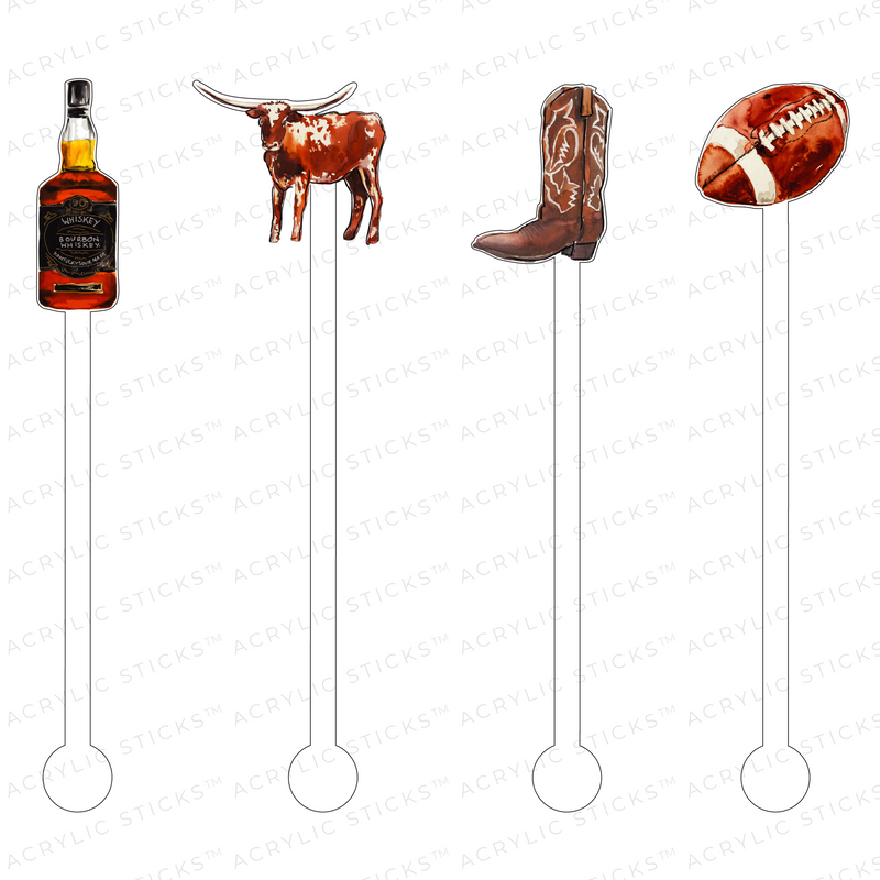 FOOTBALL IN TEXAS ACRYLIC STIR STICKS COMBO