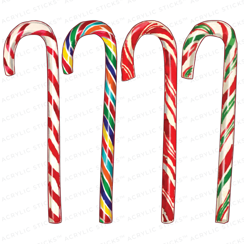 CANDY CANES TOP-TO-BOTTOM ON RED ACRYLIC STIR STICKS COMBO