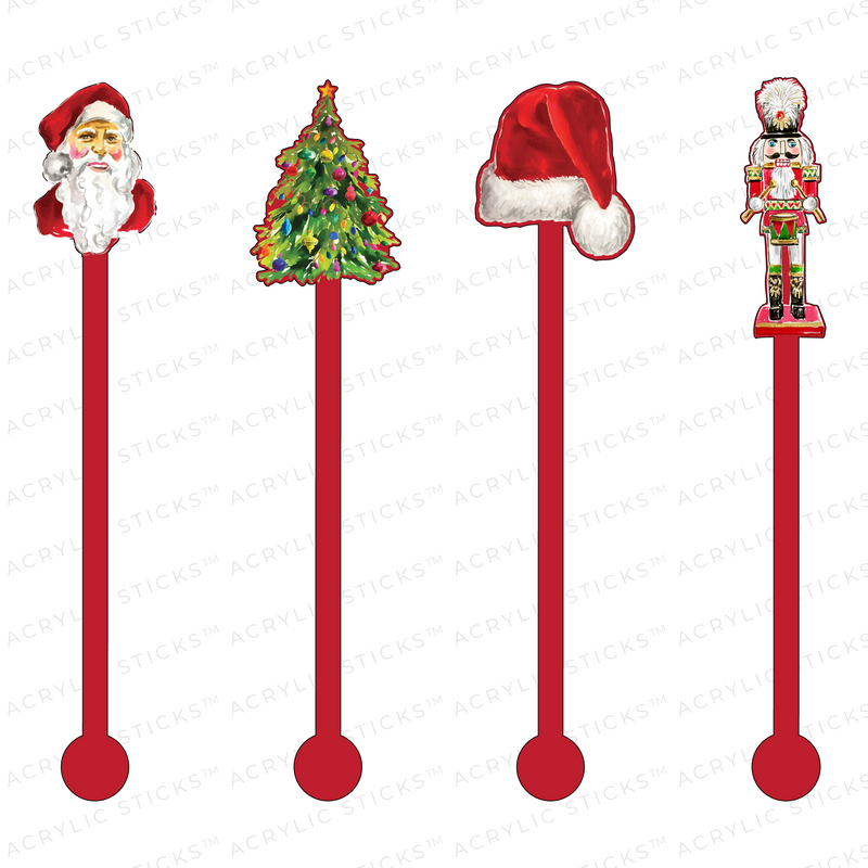 IT'S A CLASSIC CHRISTMAS ON RED ACRYLIC STIR STICKS COMBO