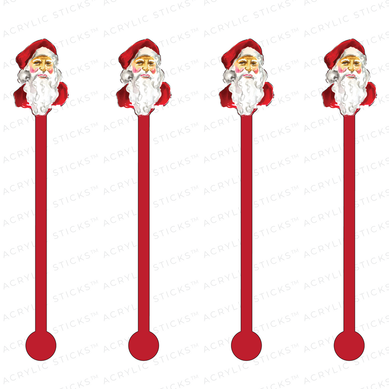 SANTA ON RED ACRYLIC STIR STICKS