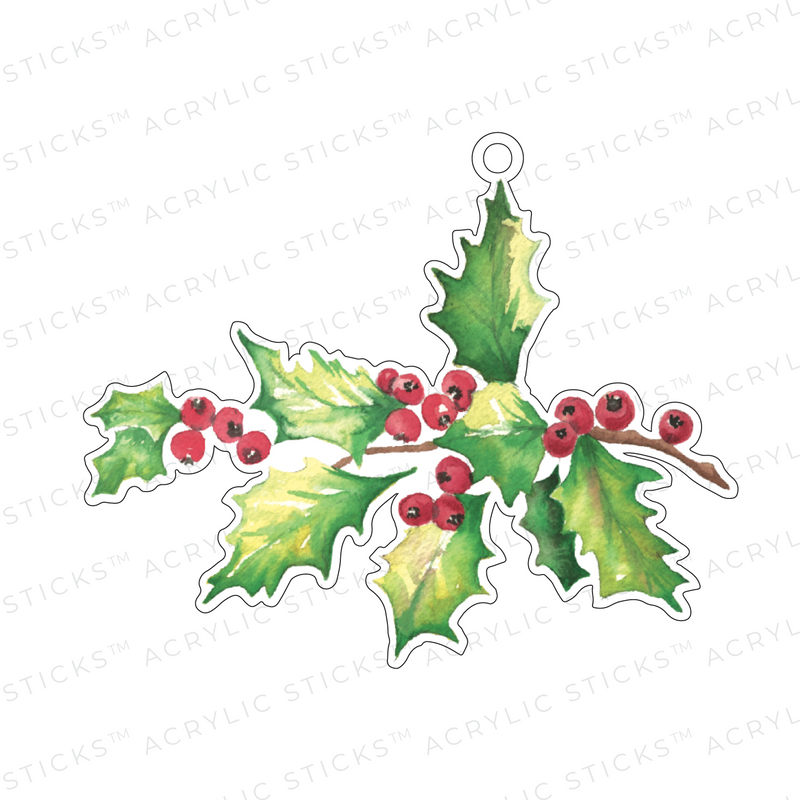 CHRISTMAS HOLLY ACRYLIC ORNAMENT