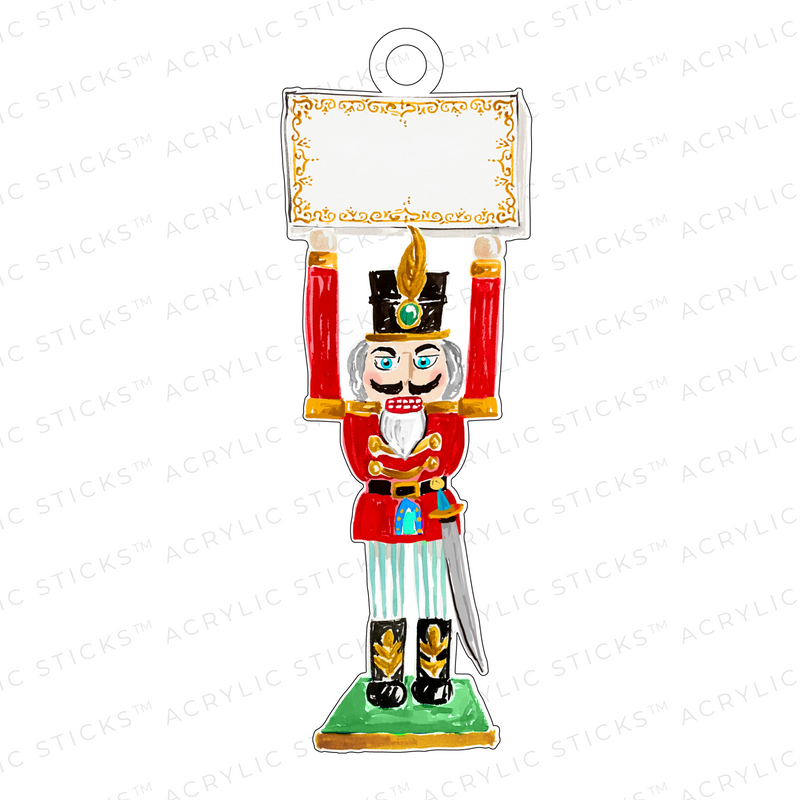 MR. NUTCRACKER RED & GREEN ACRYLIC WRITABLE GIFT TAG