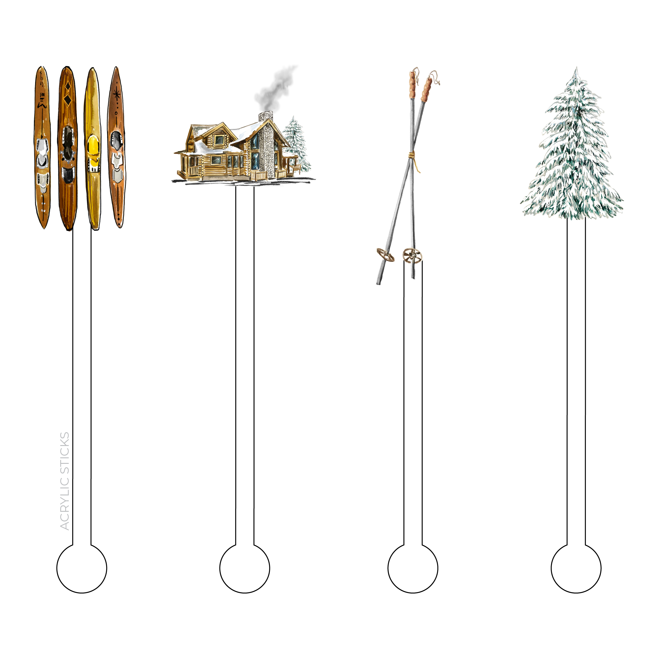 Solid Acrylic Cocktail Swizzle Stir Sticks for Tailgates — Magnolia Paperie