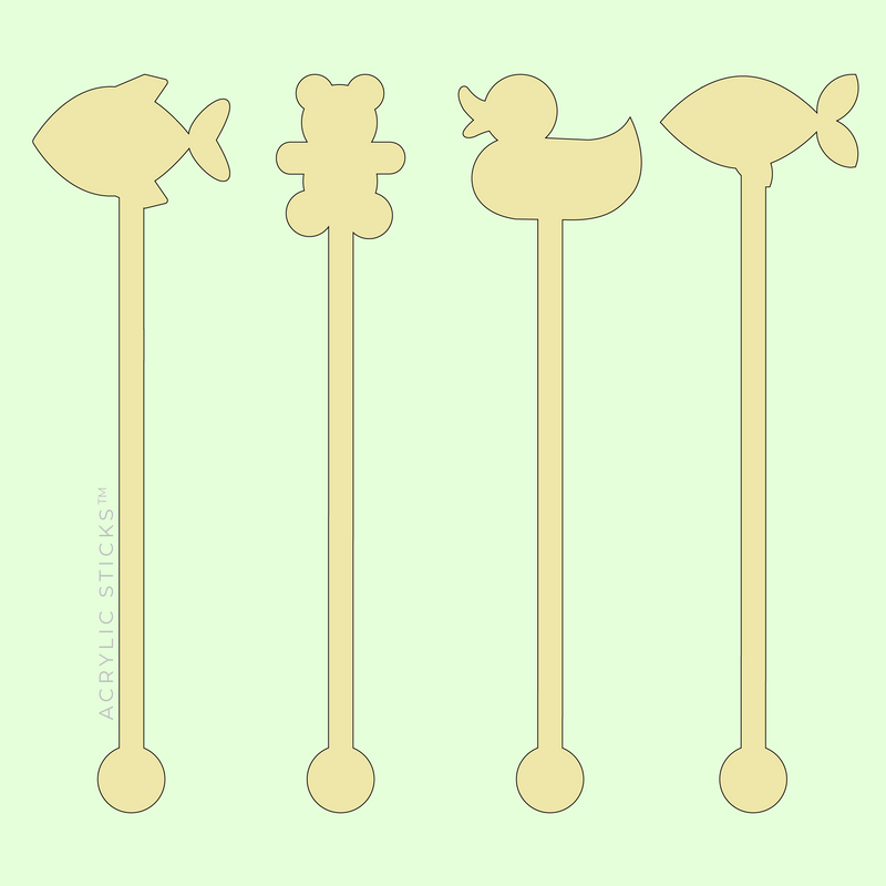 BABY BOY ICONS YELLOW ACRYLIC STIR STICKS COMBO