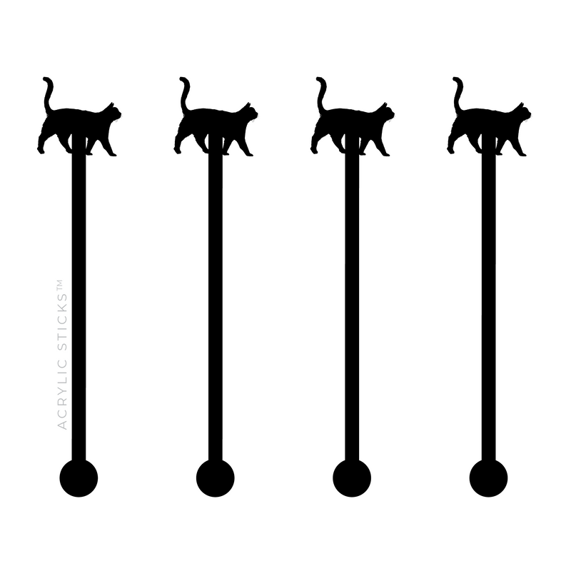 KITTY CAT BLACK ACRYLIC STIR STICKS