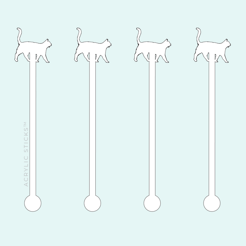 KITTY CAT WHITE ACRYLIC STIR STICKS